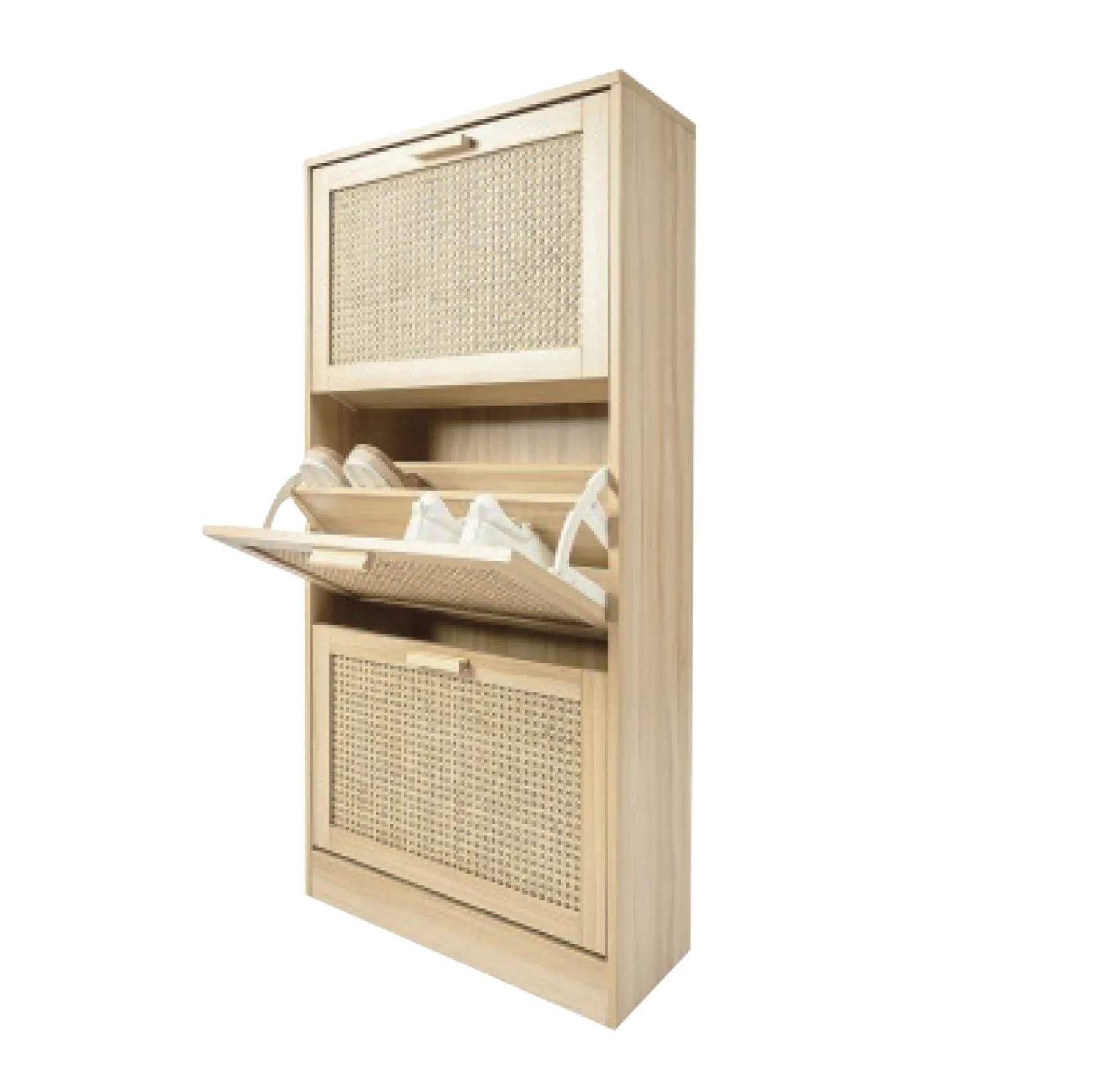 H&B Boho Rattan Shoe Cabinet