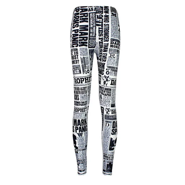 High quality Hot Women Hot Leggings Digital Print Black letter white paper styles women's Fitness Sexy LEGGING Drop shipping