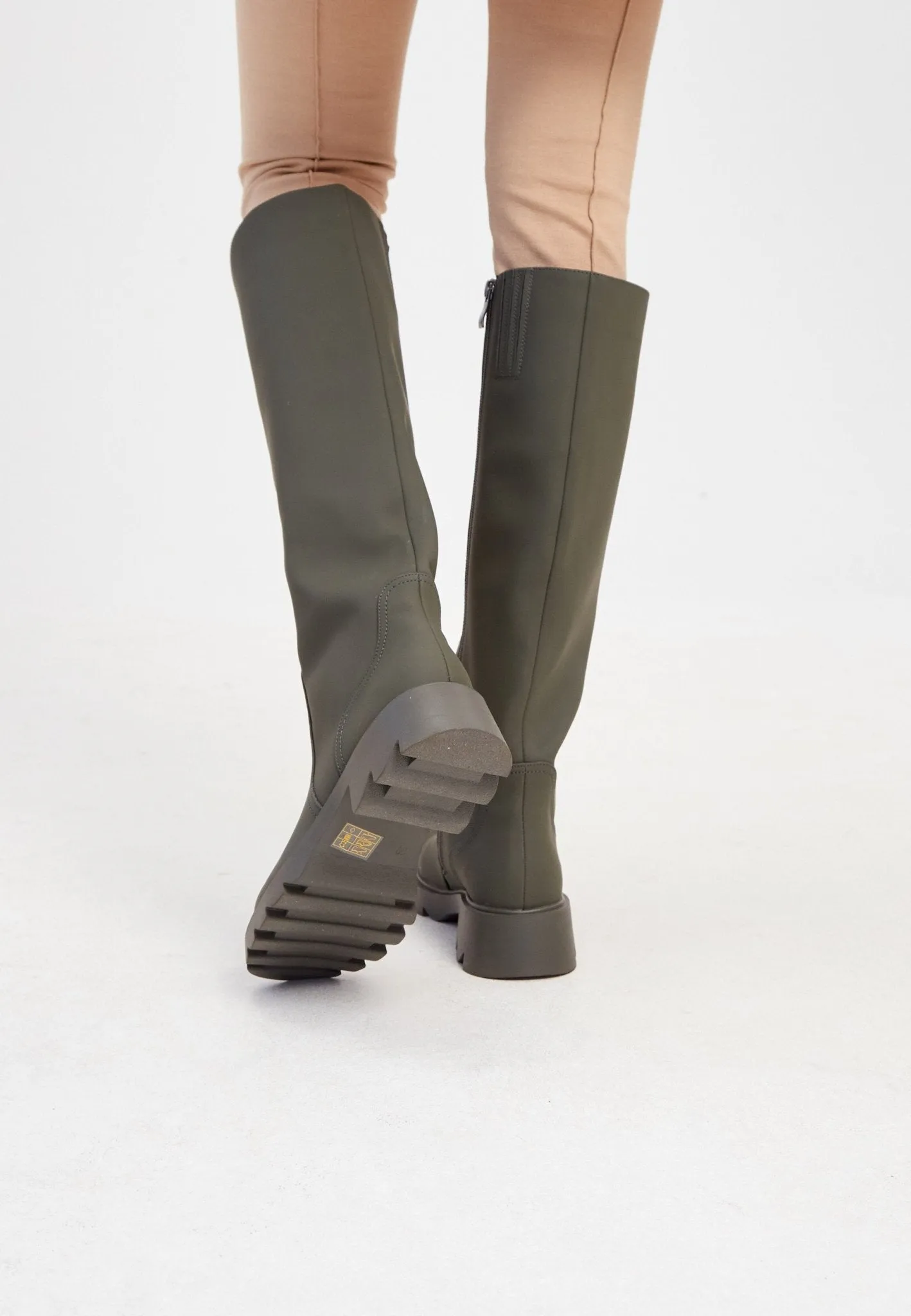 Knee-High Chunky Sole Boots - Green