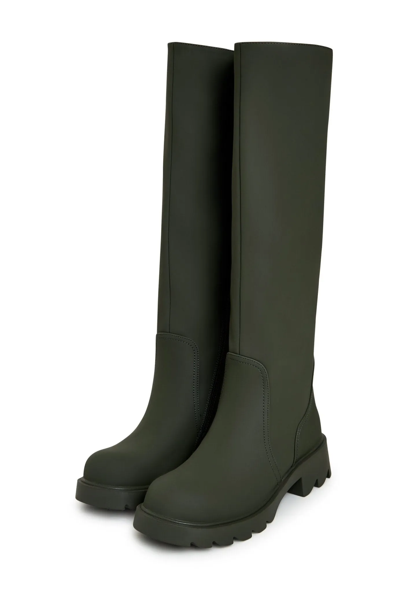 Knee-High Chunky Sole Boots - Green