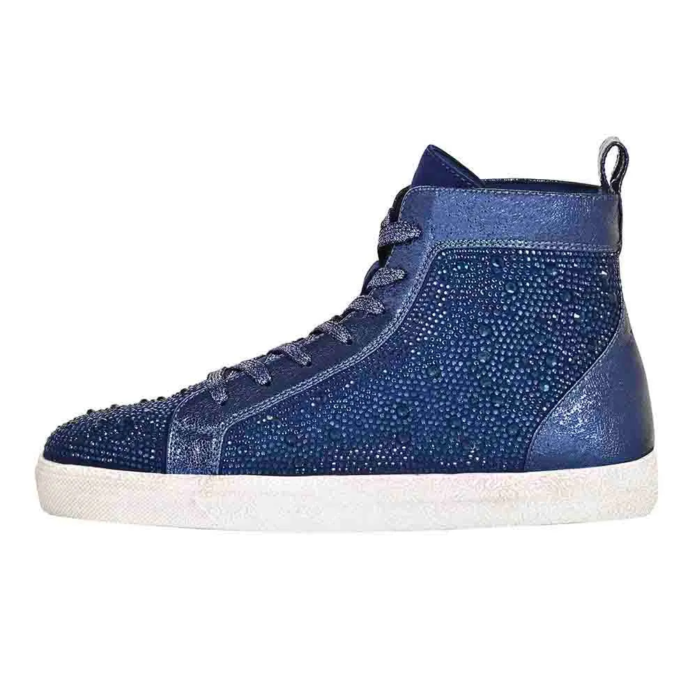 Lady Couture Foxy Navy Laser Cut Rhinestone Sneakers