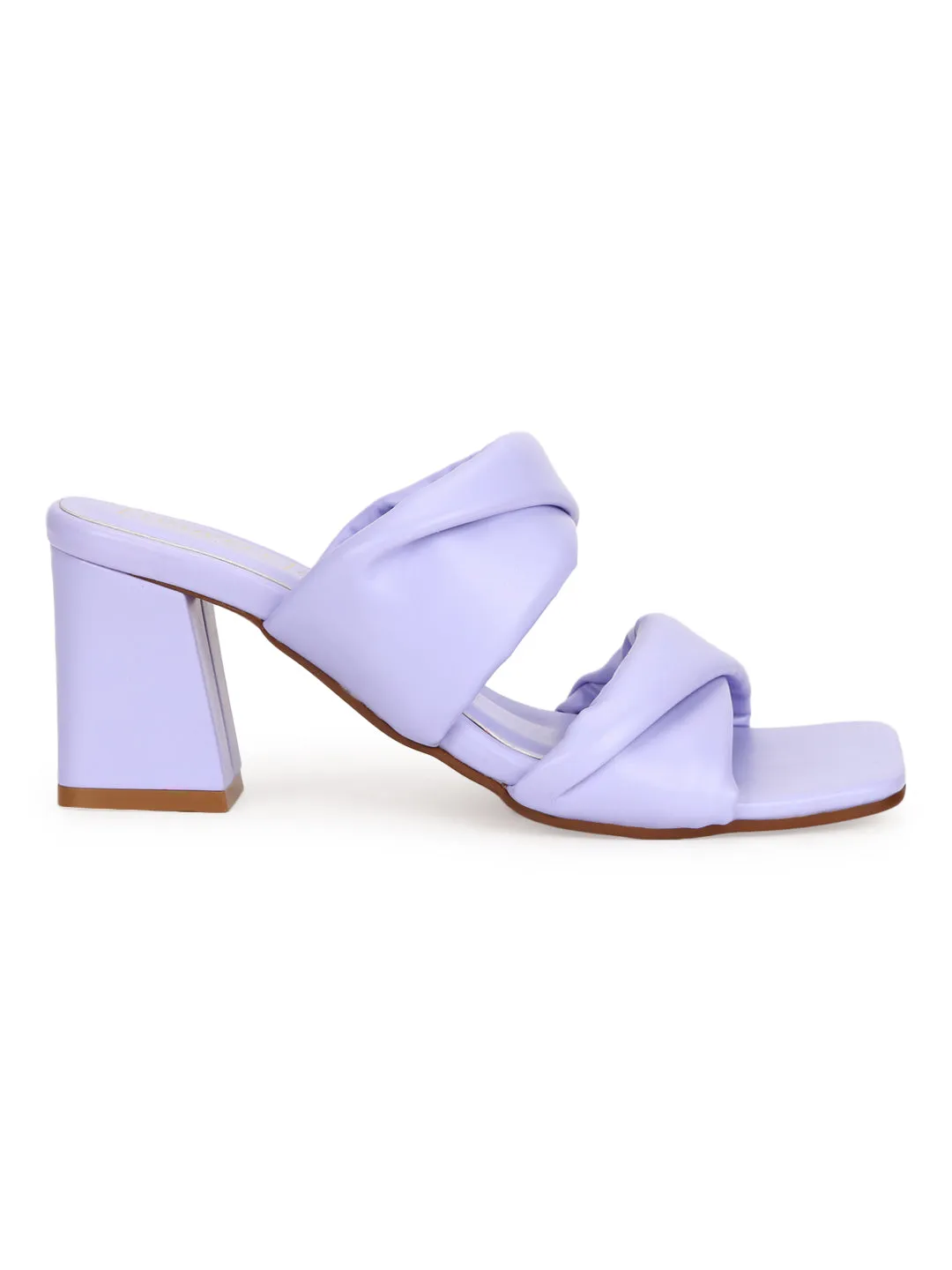 Lilac Purple PU Quilted Strap Block Heel Mules (TC-SLC-R-521-LIL)