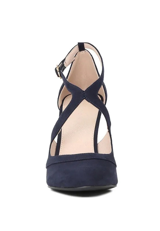 LONDON RAG CLOSE TOE CROSS STRAP HEEL SANDALS