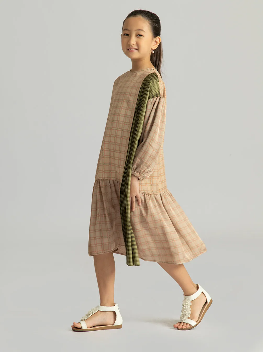 MELANIE DRESS KIDS GREEN APRICOT