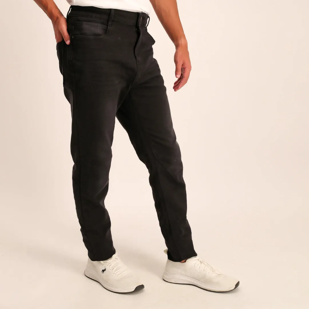 MENS MODA BLACK KNIT DENIM JEANS