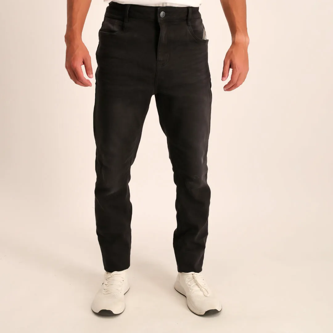 MENS MODA BLACK KNIT DENIM JEANS