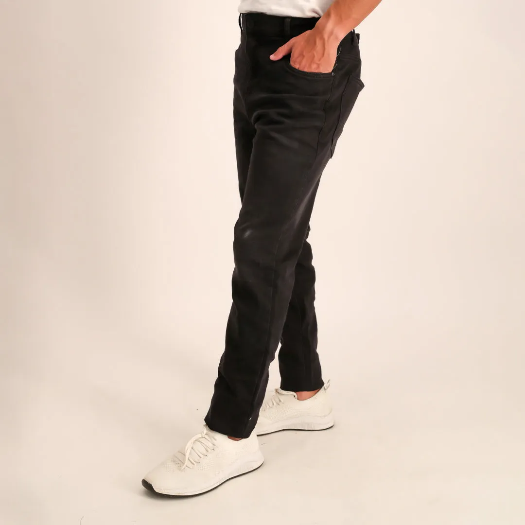 MENS MODA BLACK KNIT DENIM JEANS