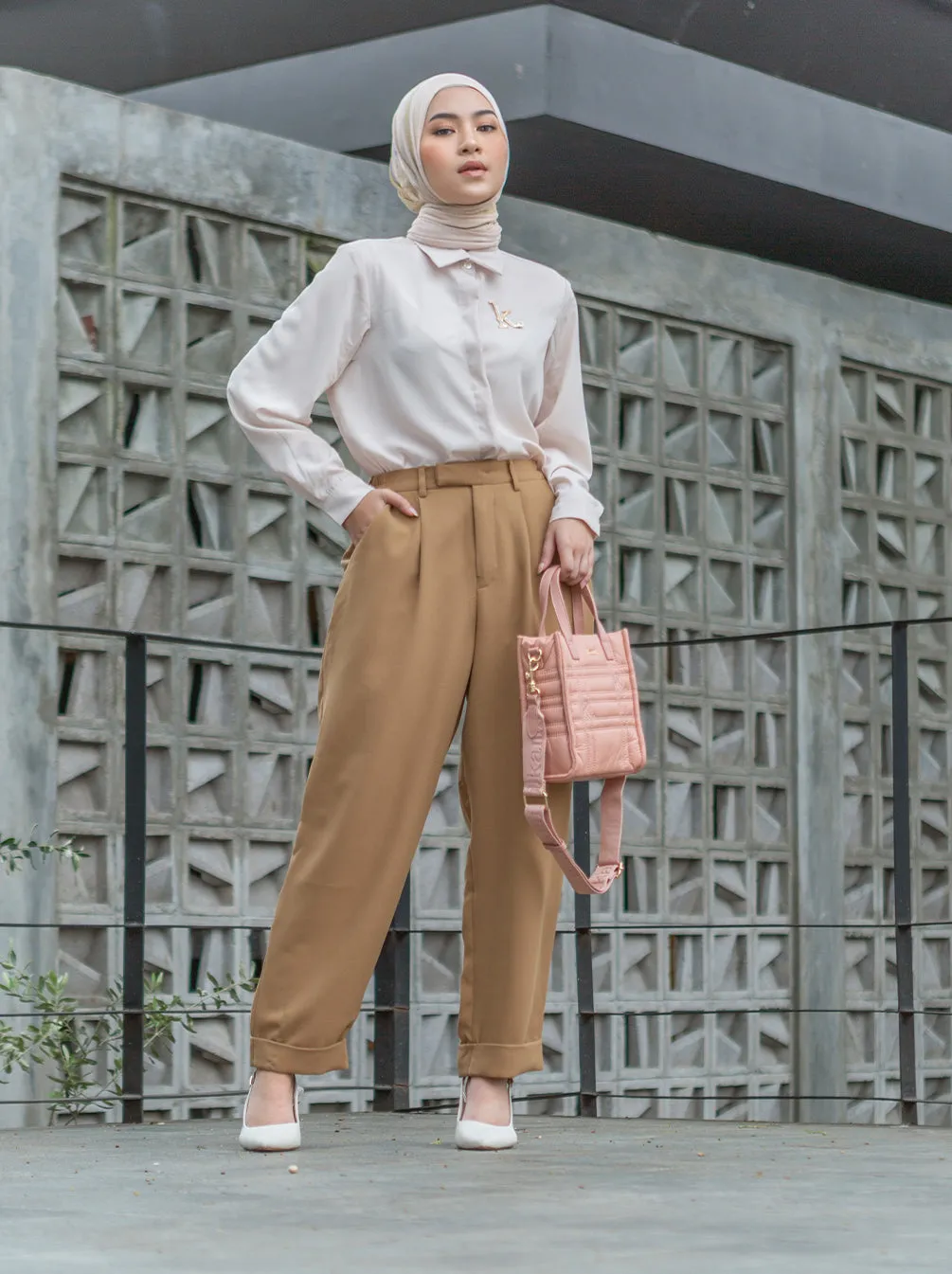 MINI QUILTED LEATHER TOTE PEACH