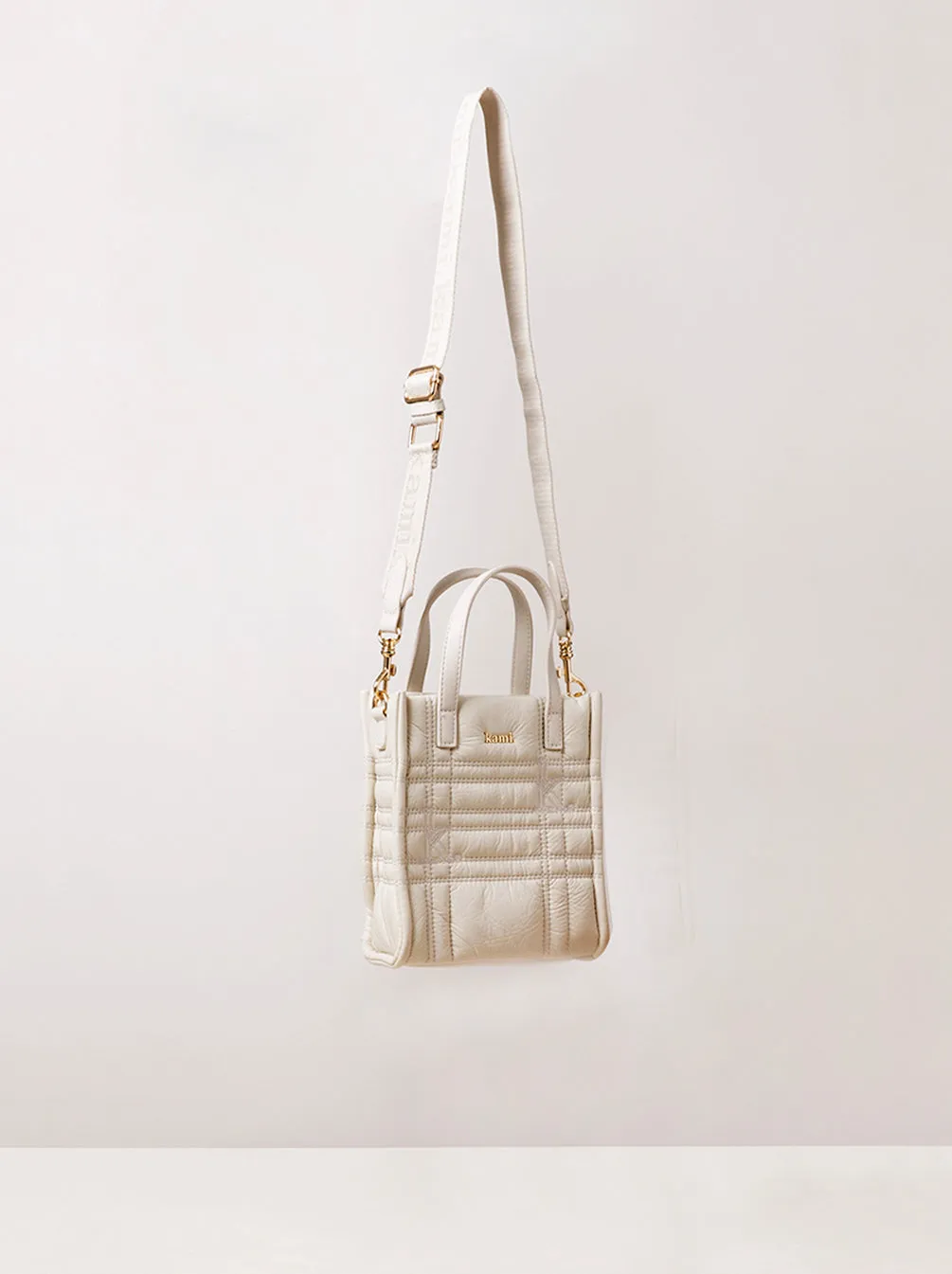 MINI QUILTED LEATHER TOTE WHITE