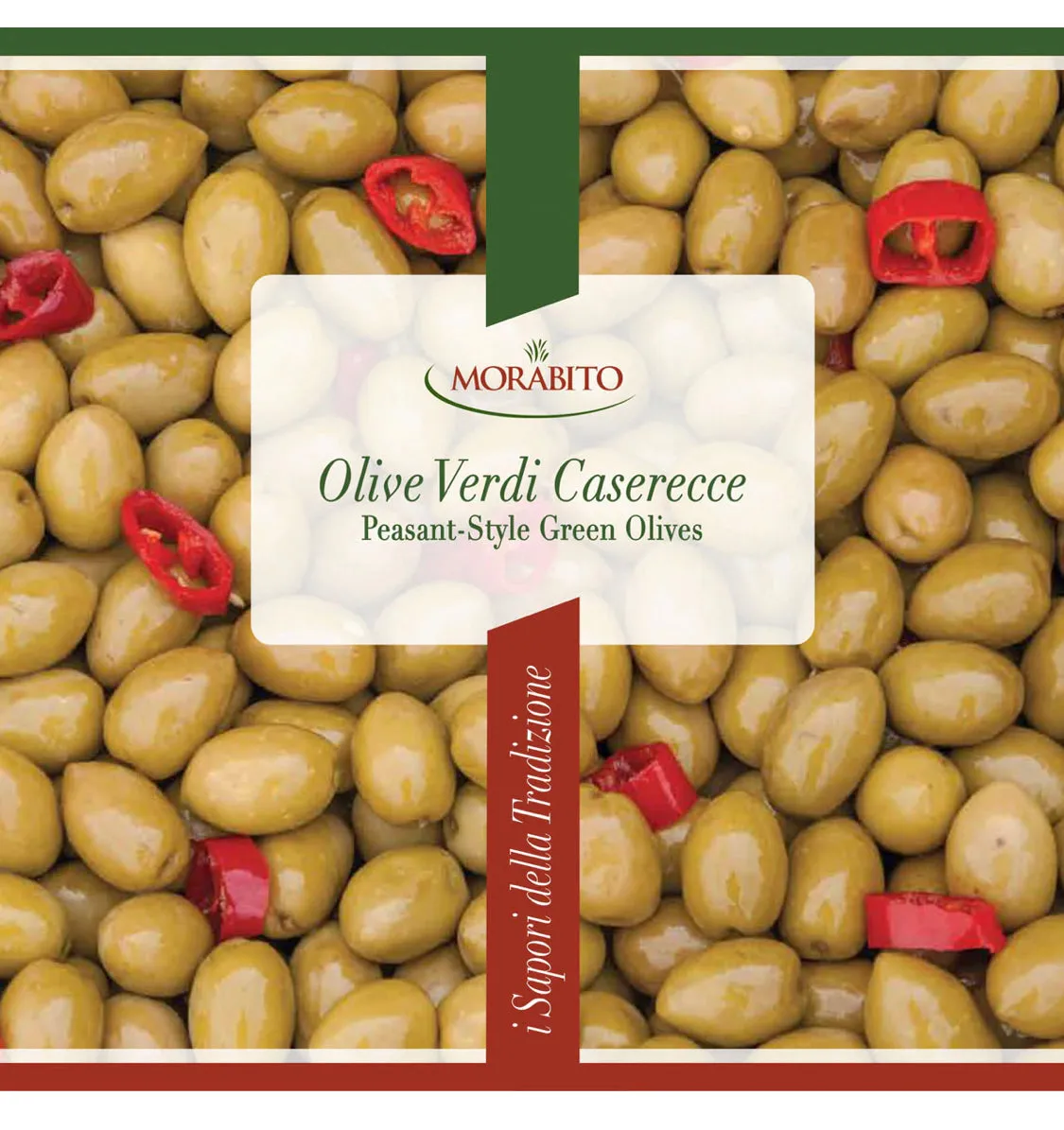 Morabito Peasant-Style Green Olives, Olive Verdi Caserecce, 5 lb 8 oz | 2500g (2-Pack)