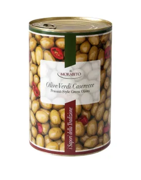 Morabito Peasant-Style Green Olives, Olive Verdi Caserecce, 5 lb 8 oz | 2500g (2-Pack)