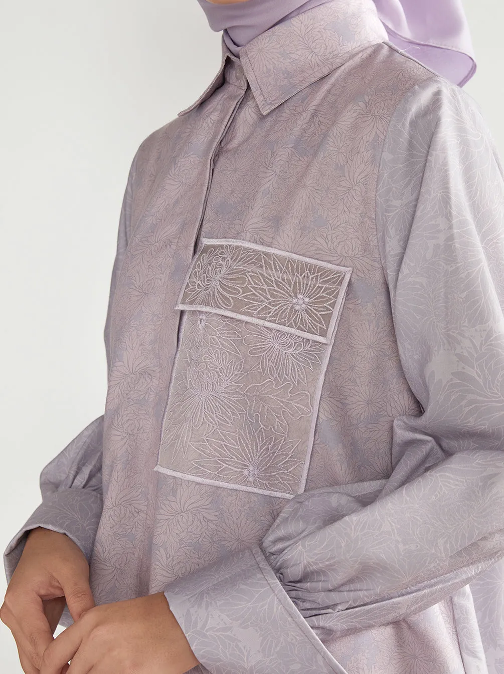 NAREN EMBROIDERY POCKET SHIRT LAVENDULA