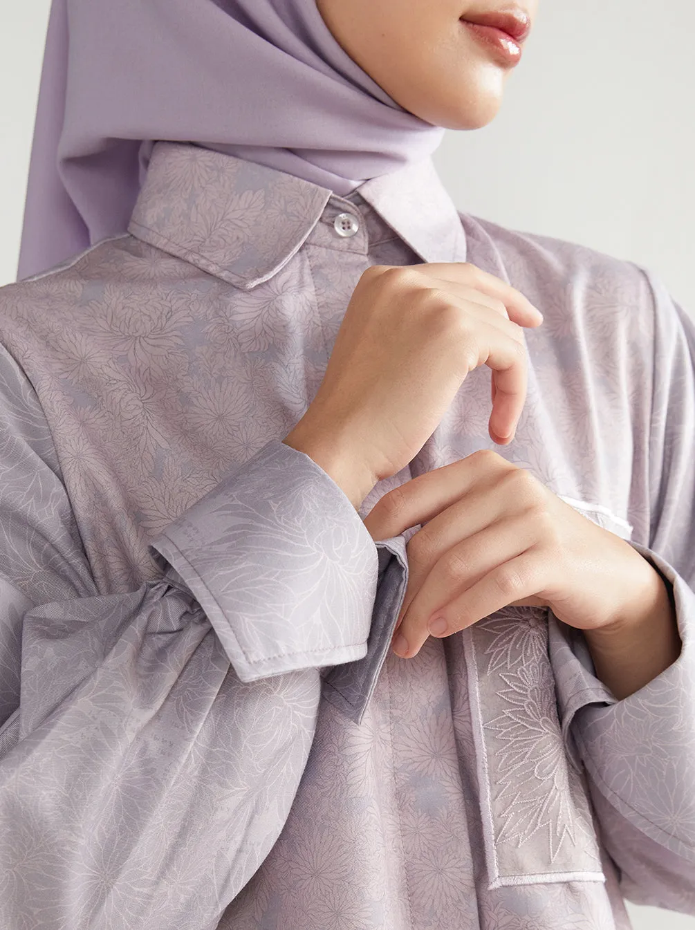 NAREN EMBROIDERY POCKET SHIRT LAVENDULA