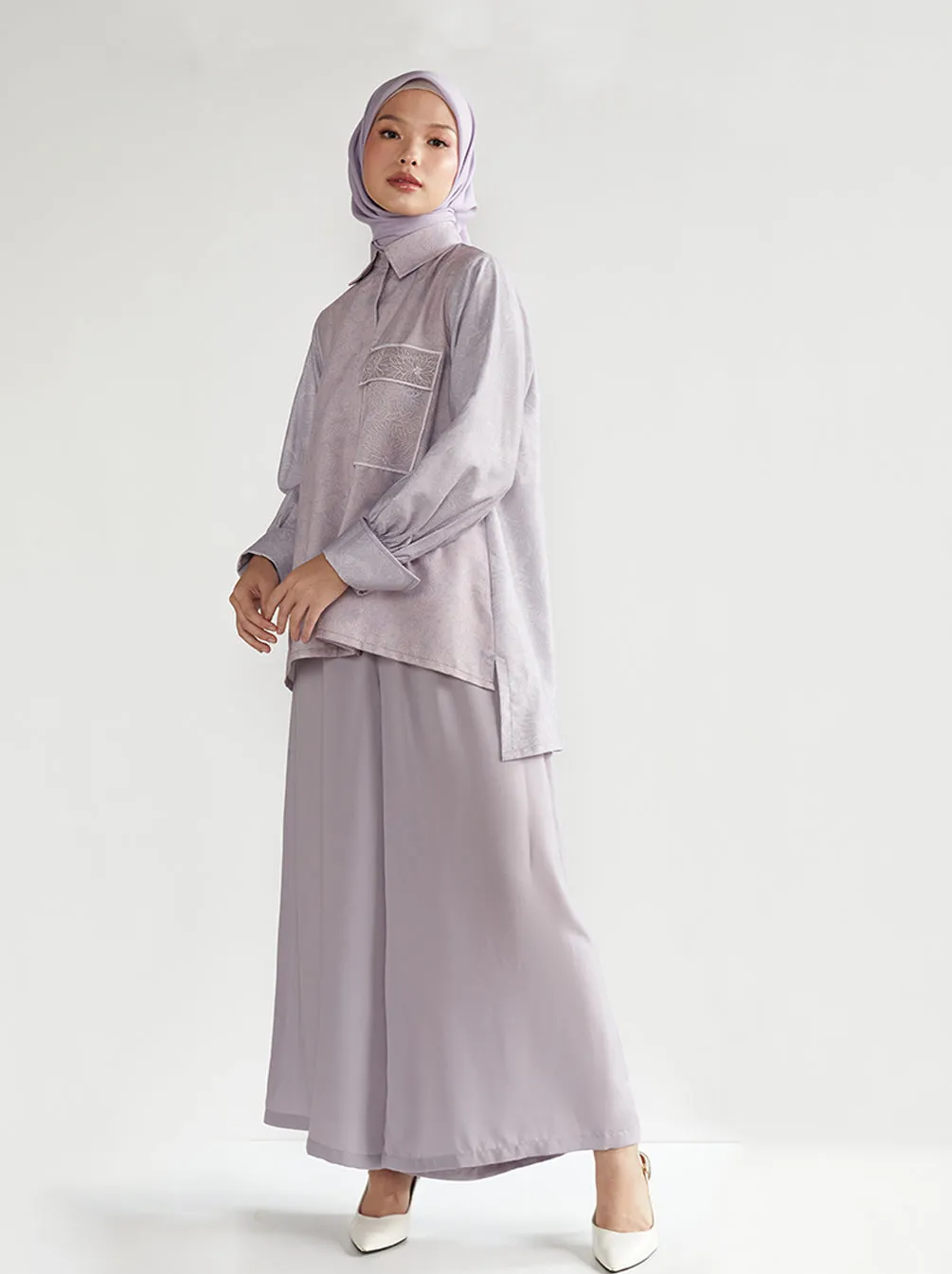 NAREN EMBROIDERY POCKET SHIRT LAVENDULA