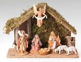 Nativity Scene w/ 7 Figures and Italian Stable