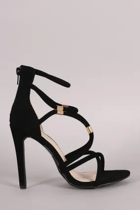 Nubuck Strappy Hardware Embellished Open Toe Heel