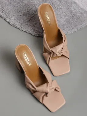 Nude PU Knotted Strap Block Heel Mules (TC-ST-1236-NUDPU)