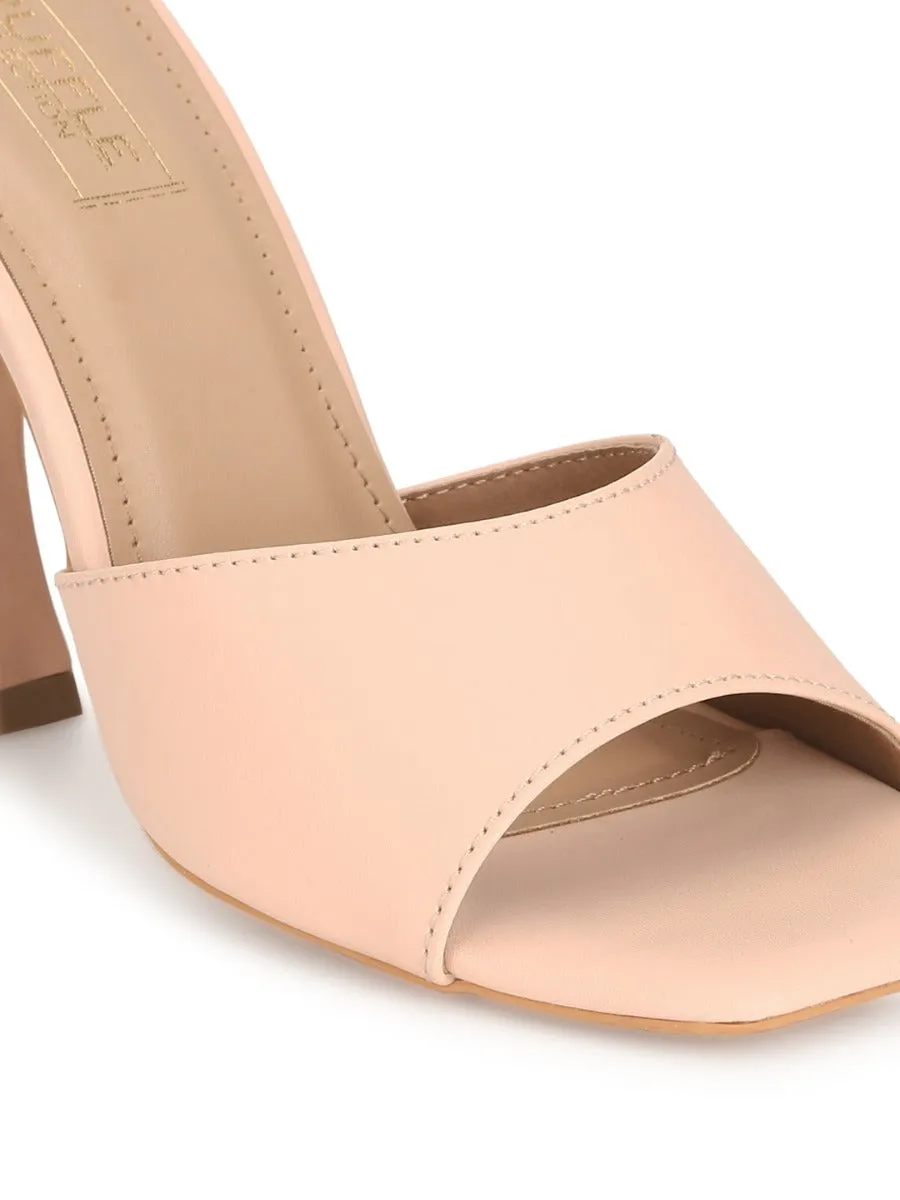 Nude PU Stiletto Mules