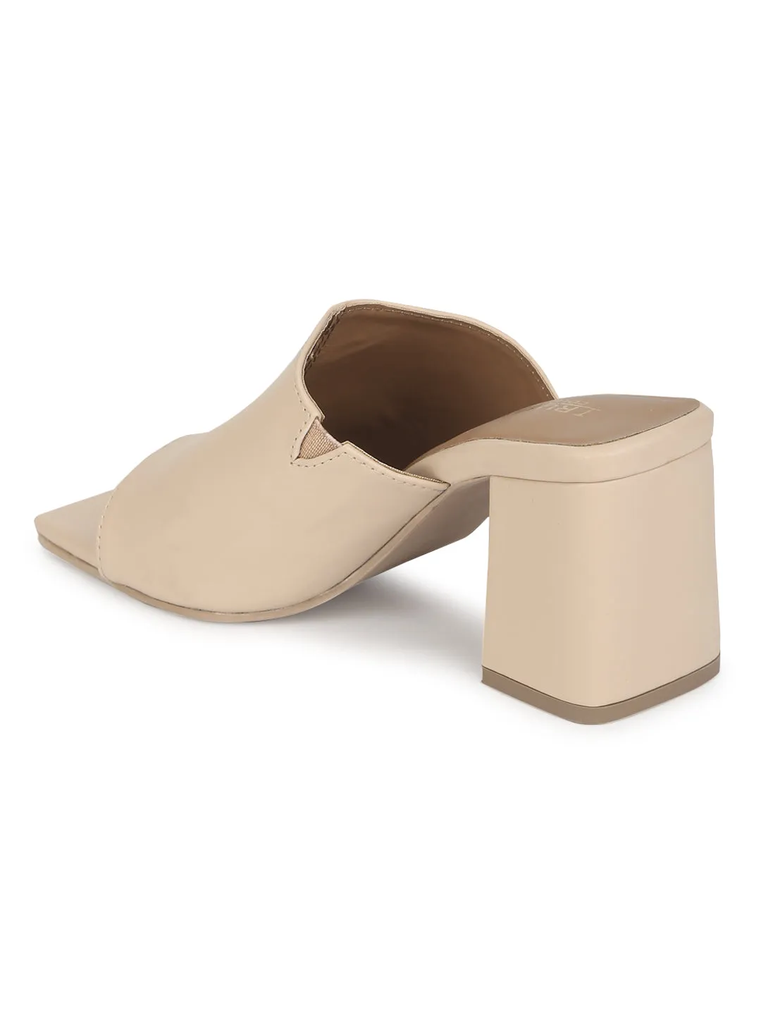 Nude PU Wide Strap Mules