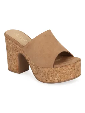 Nude Suede Platform Heel Mules (TC-MSI-D-11-NUD)