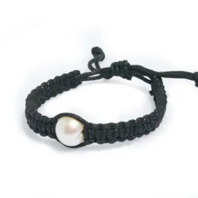 Pearl Bracelet Black Braid