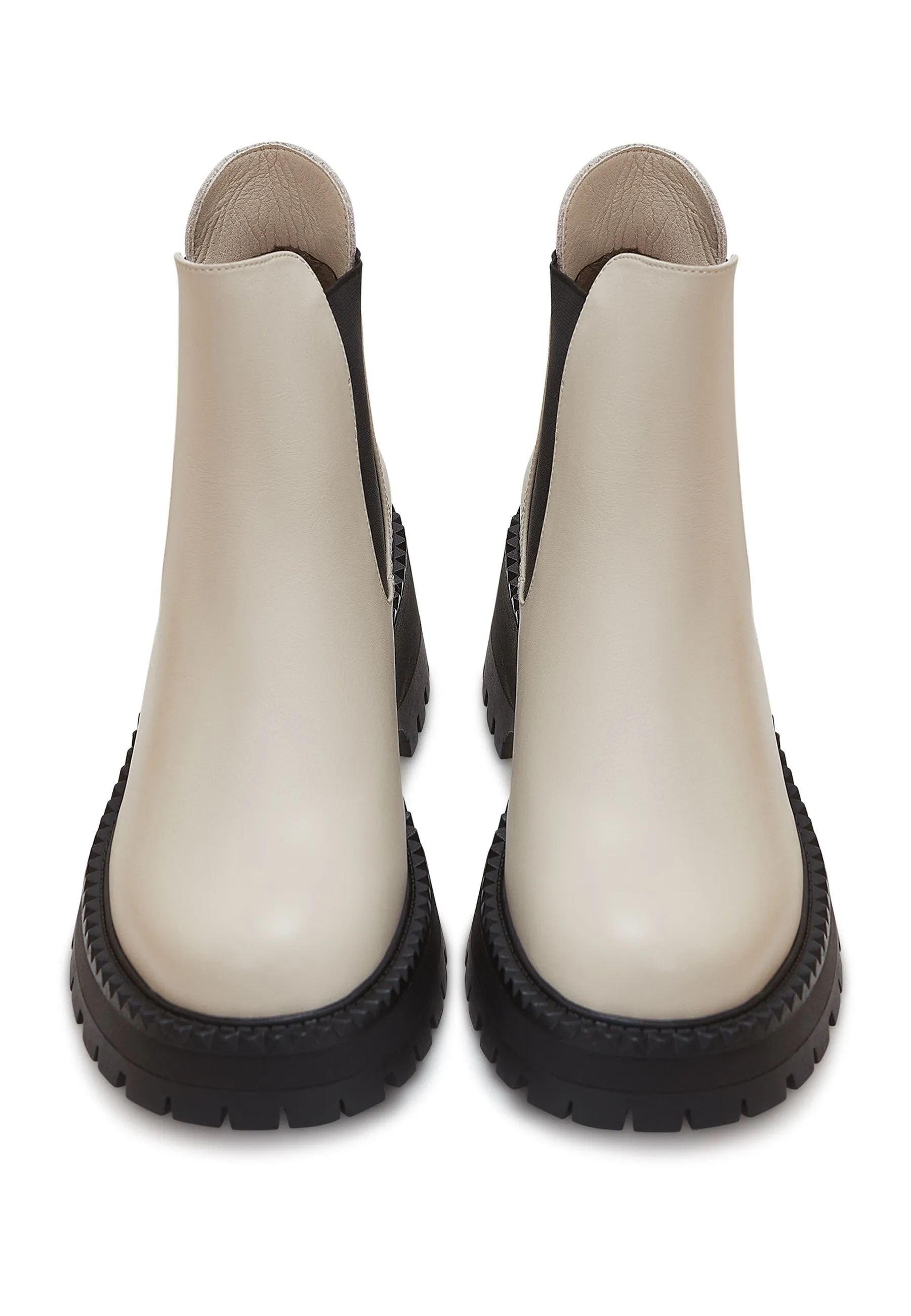 Platform Chunky Chelsea Boots - Beige