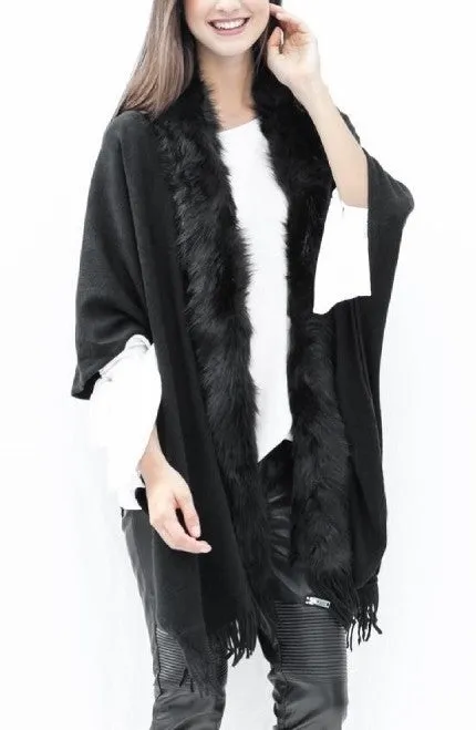 Raw Moda Fur Cape Pancho