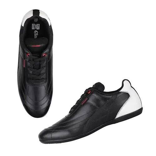 Red Chief Black Casual Sneakers for Men's Comfortable and Stylish Genuine Leather Everyday Shoes