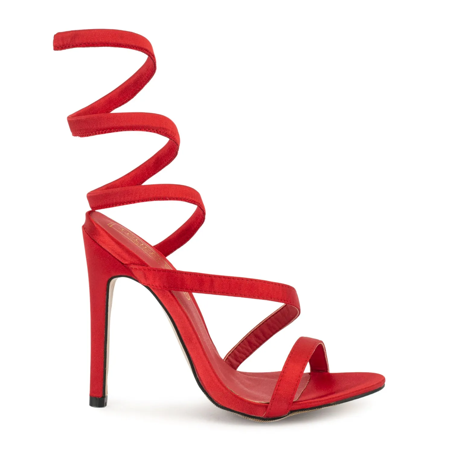 Red Stiletto Wrap Around Leg Sandals