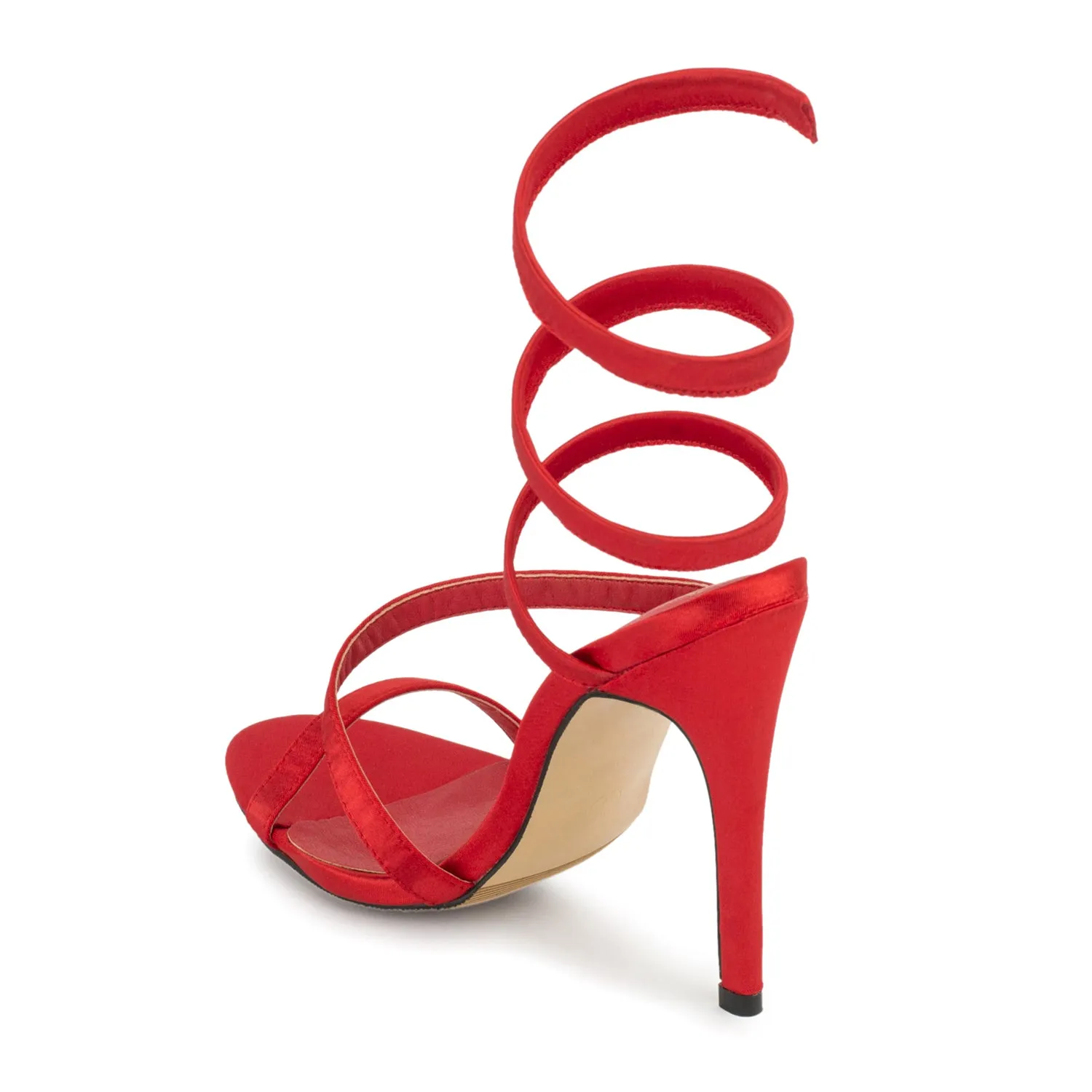 Red Stiletto Wrap Around Leg Sandals