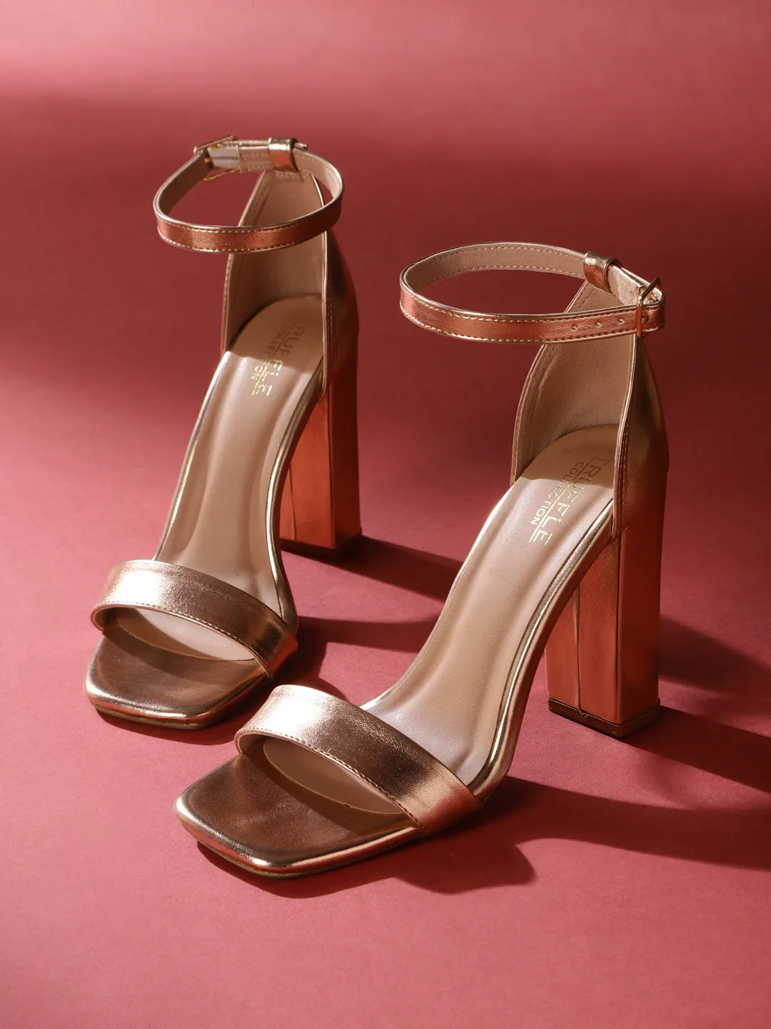 Rose Gold PU Block Sandals (TC-ST-1349-RGLD)