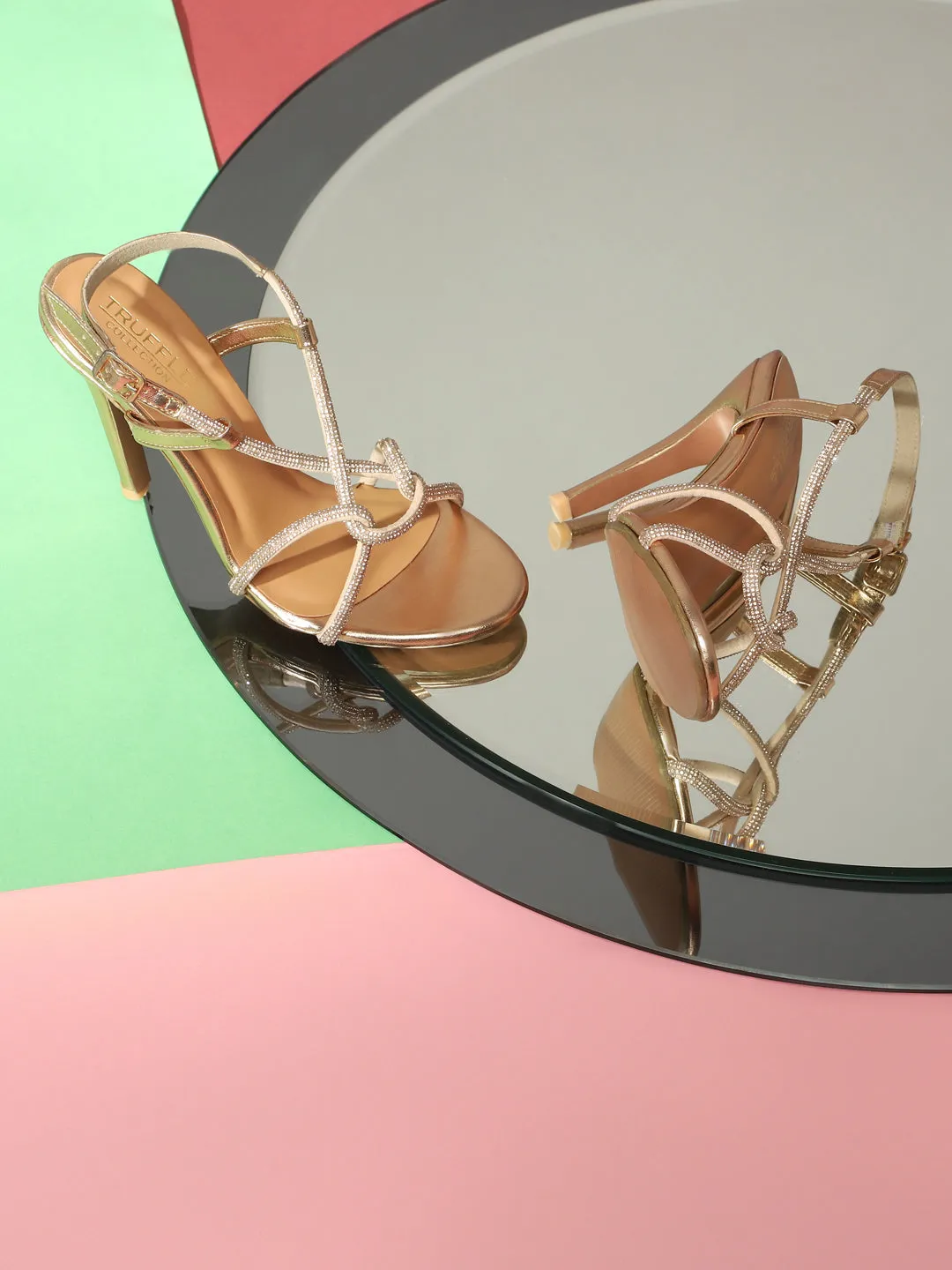 Rose Gold PU Strappy Stiletto Sandals (TC-ST-1333-RGLD)