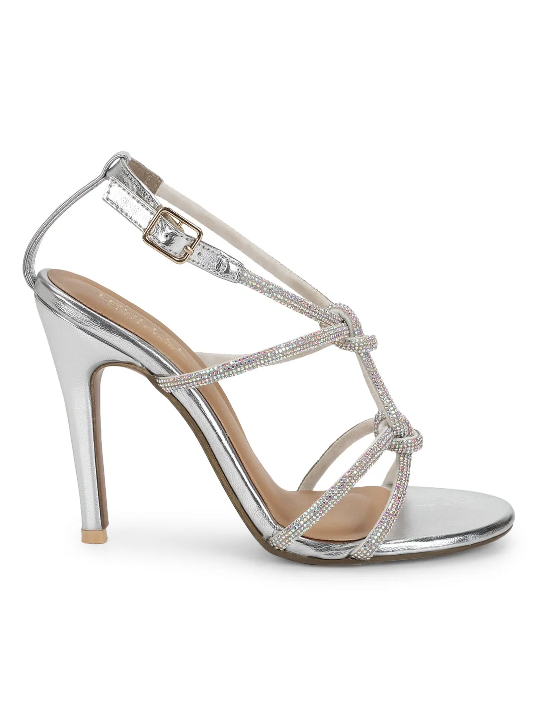 Silver PU Strappy Stiletto Sandals (TC-ST-1332-SIL)