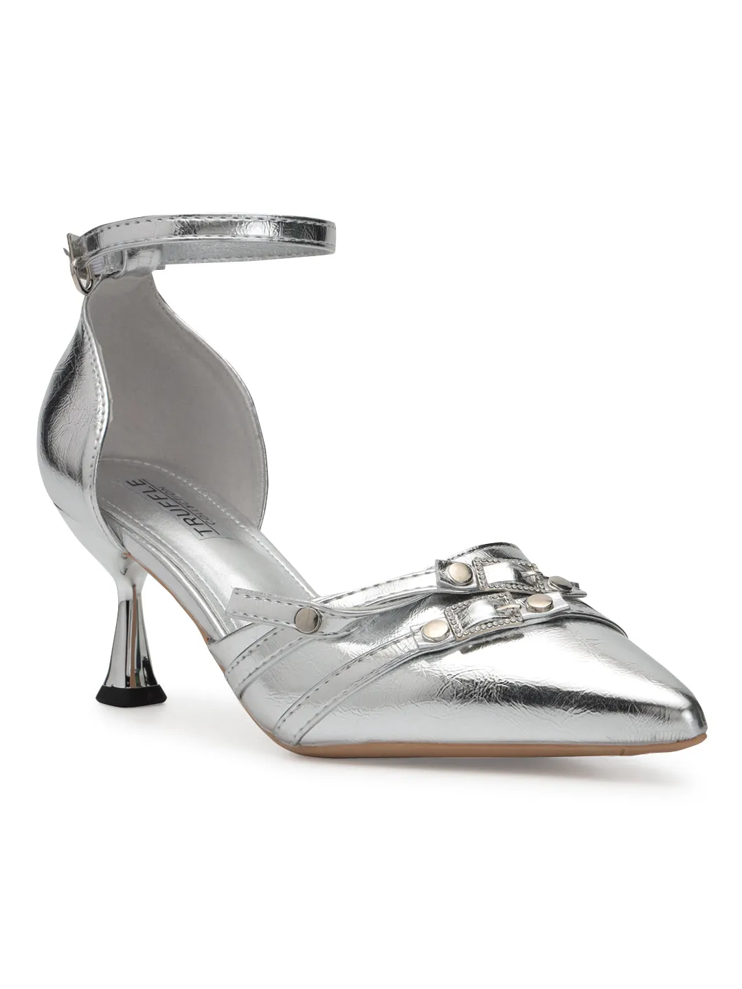 Silver PU Stylish Stiletto Heel Pumps (TC-ML060-SIL)