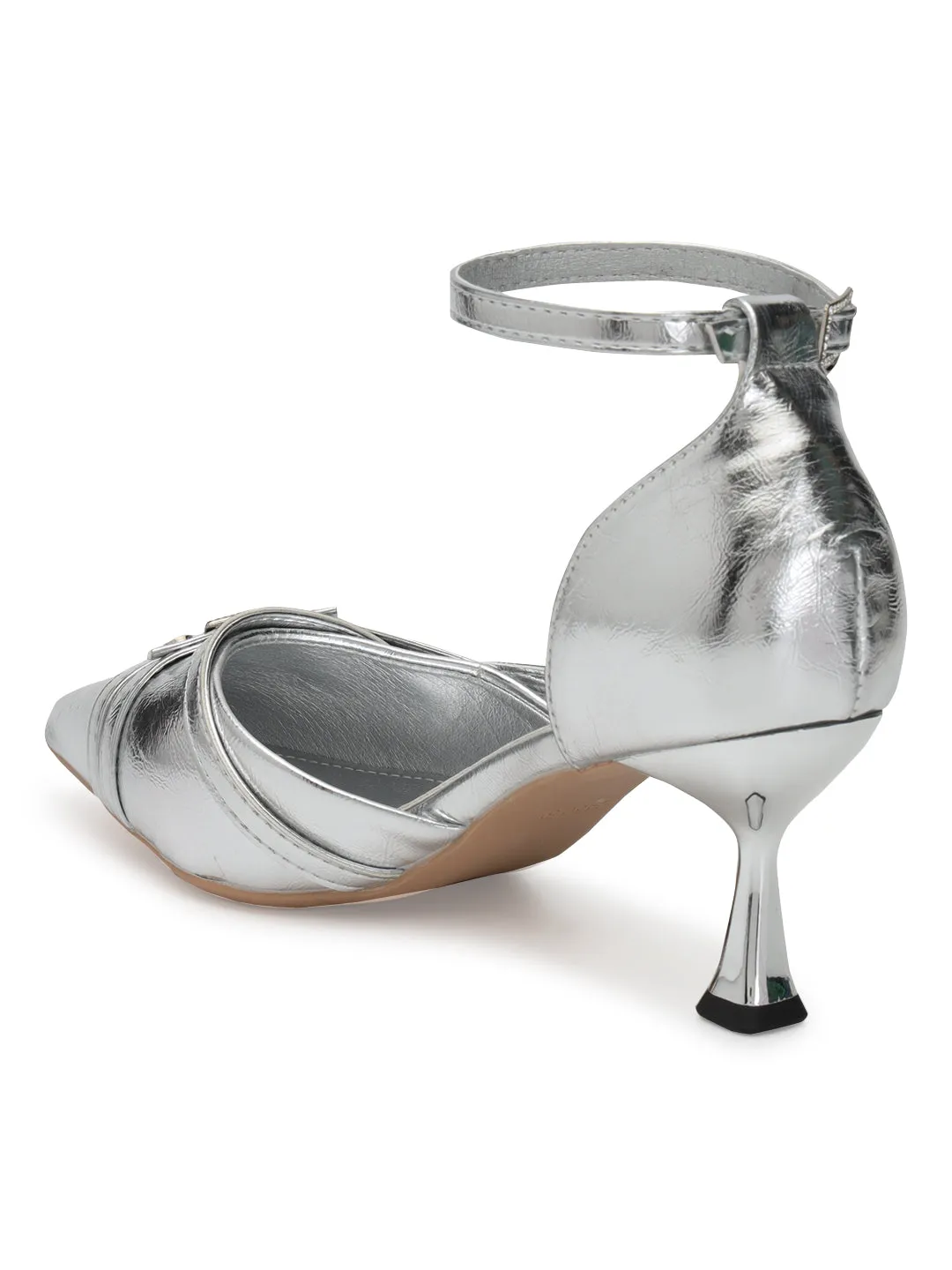 Silver PU Stylish Stiletto Heel Pumps (TC-ML060-SIL)