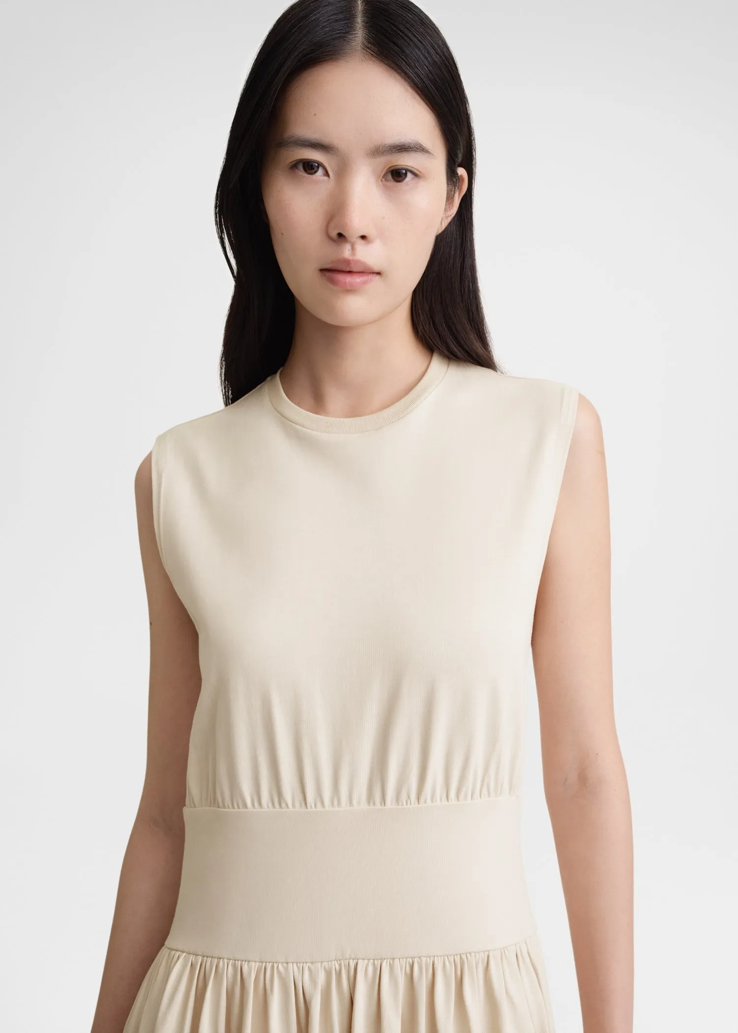 Sleeveless cotton tee dress pearl