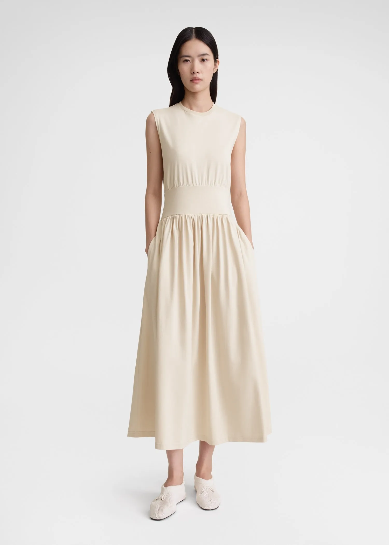 Sleeveless cotton tee dress pearl