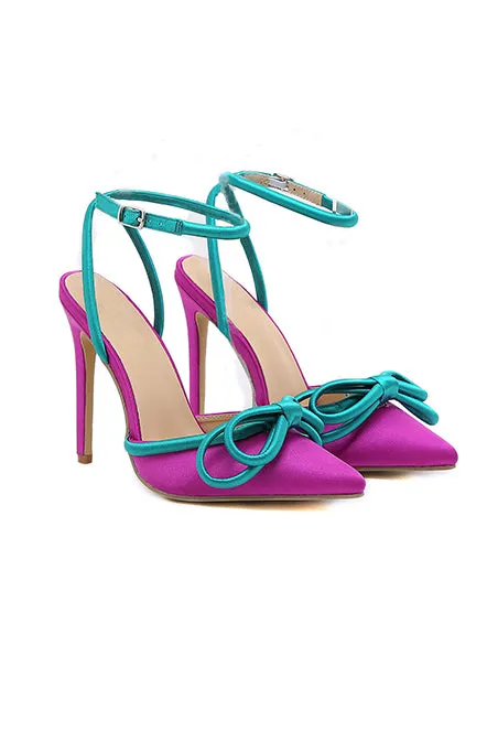 Stylish Bowknot Colorblocked Stiletto High Heels