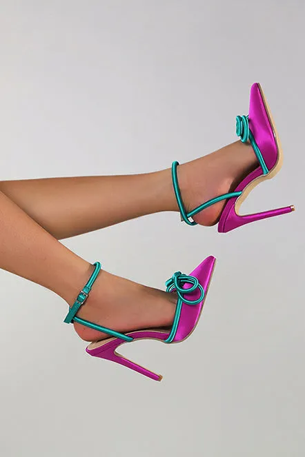 Stylish Bowknot Colorblocked Stiletto High Heels