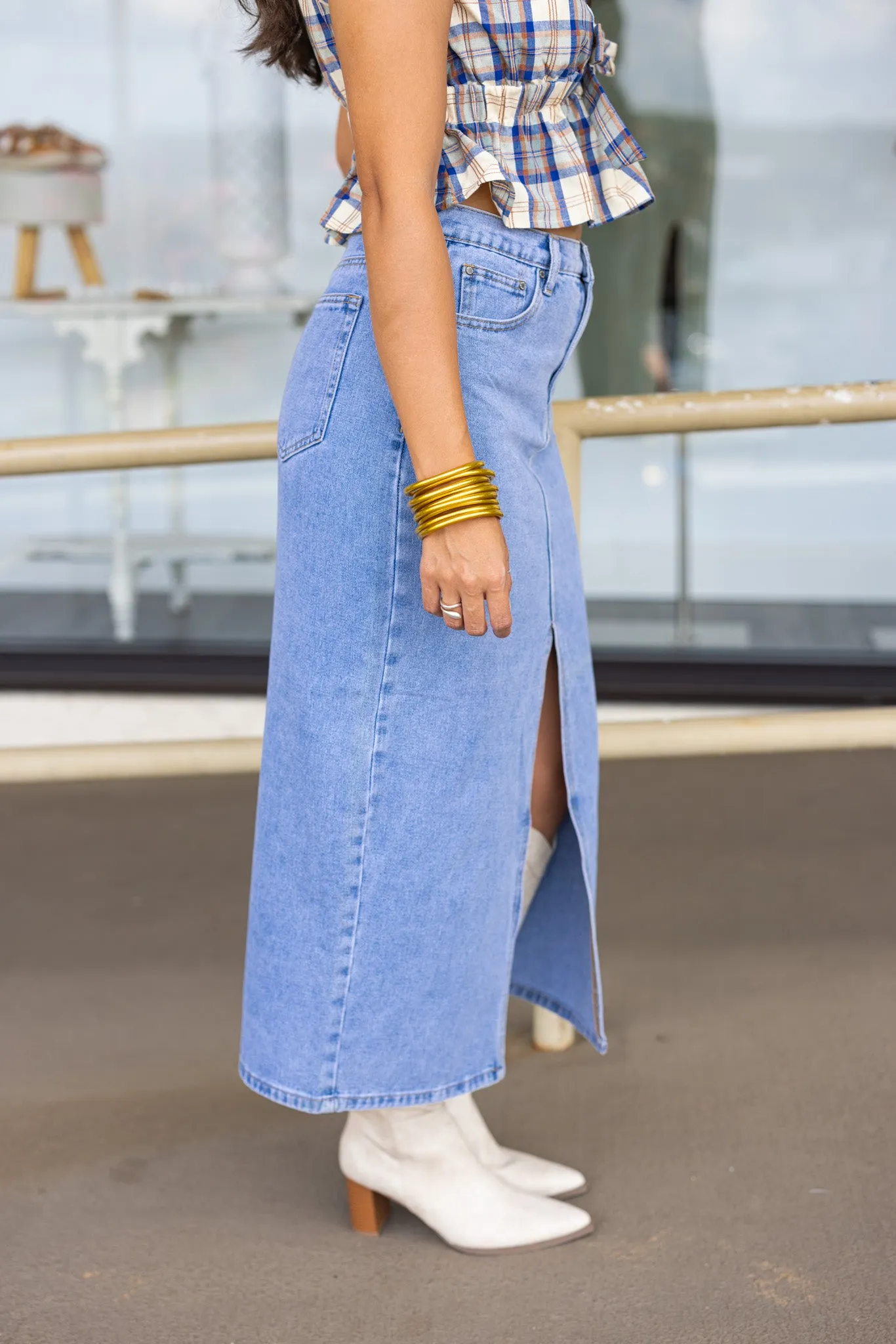 Timeless Perfection Denim Midi Skirt