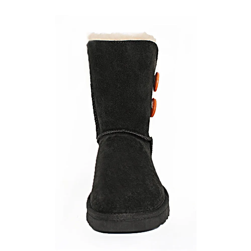 Two Button Ugg Boot - Black