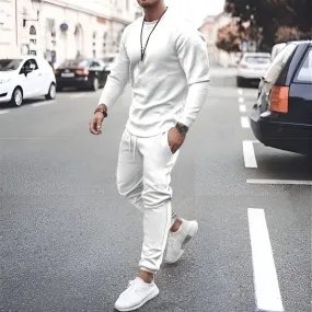 Two Piece Casual Solid Color Track Suit