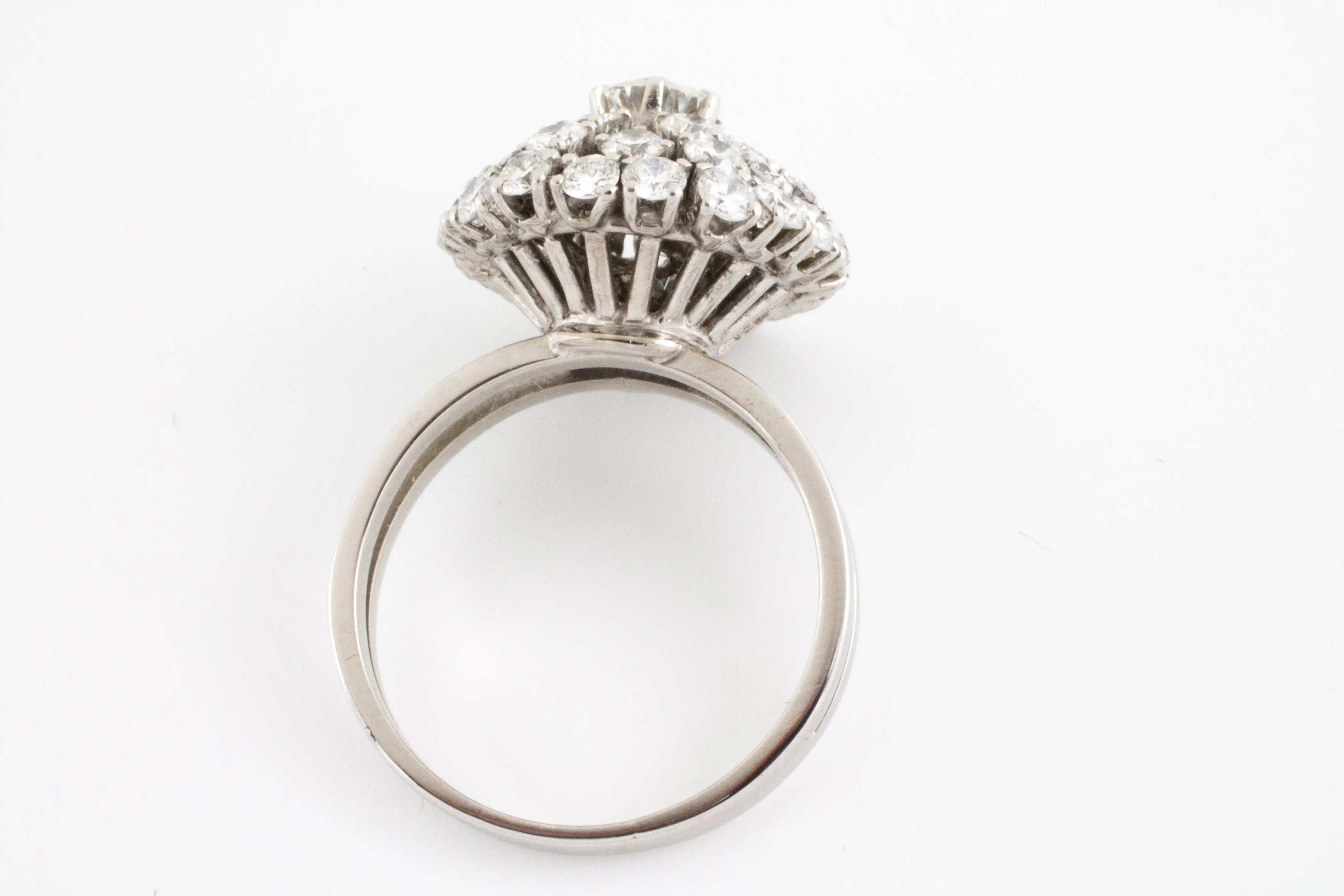 Vintage diamond dome cluster ring in white gold