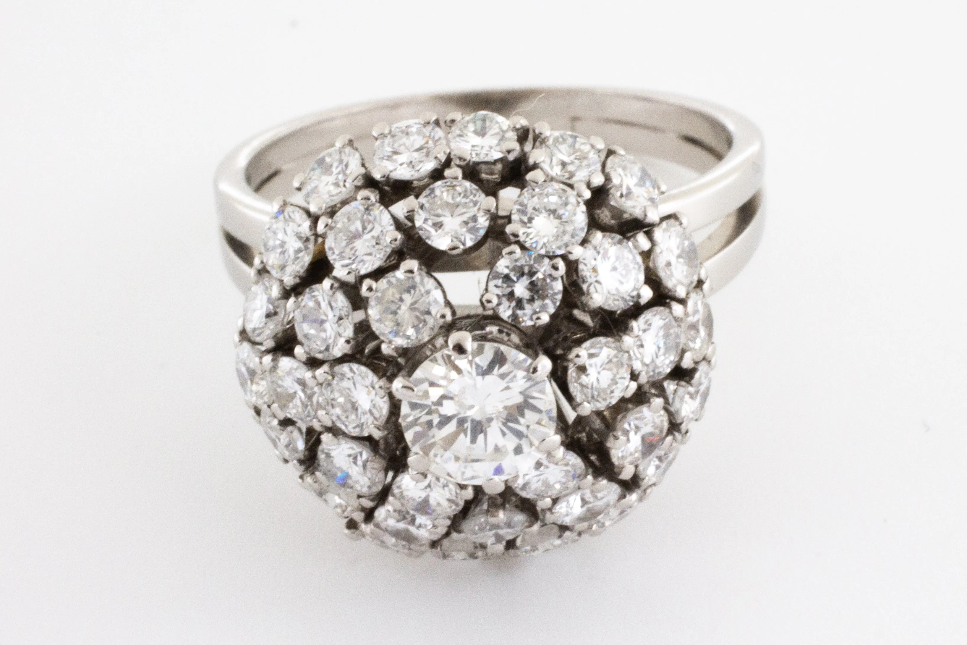 Vintage diamond dome cluster ring in white gold