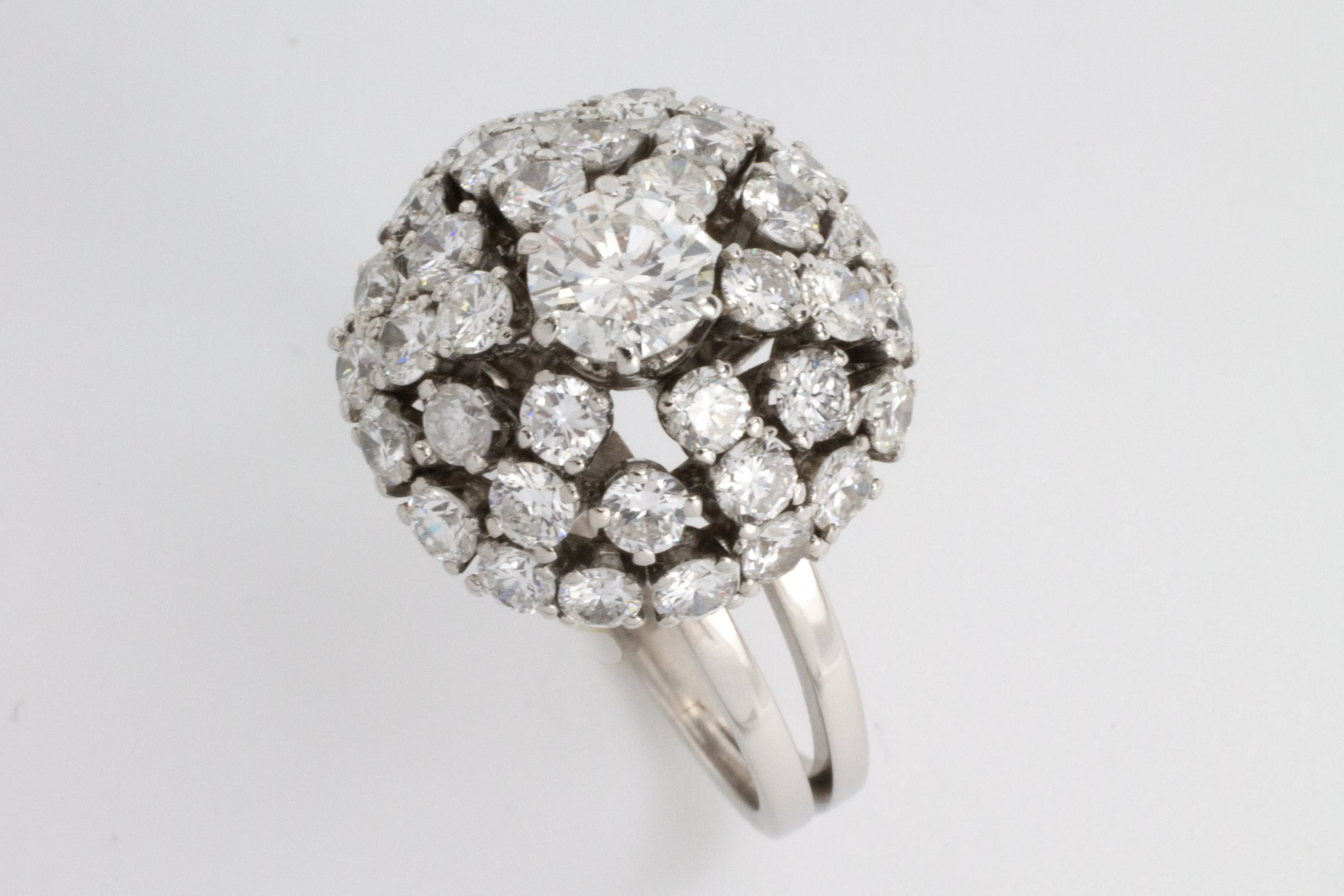 Vintage diamond dome cluster ring in white gold