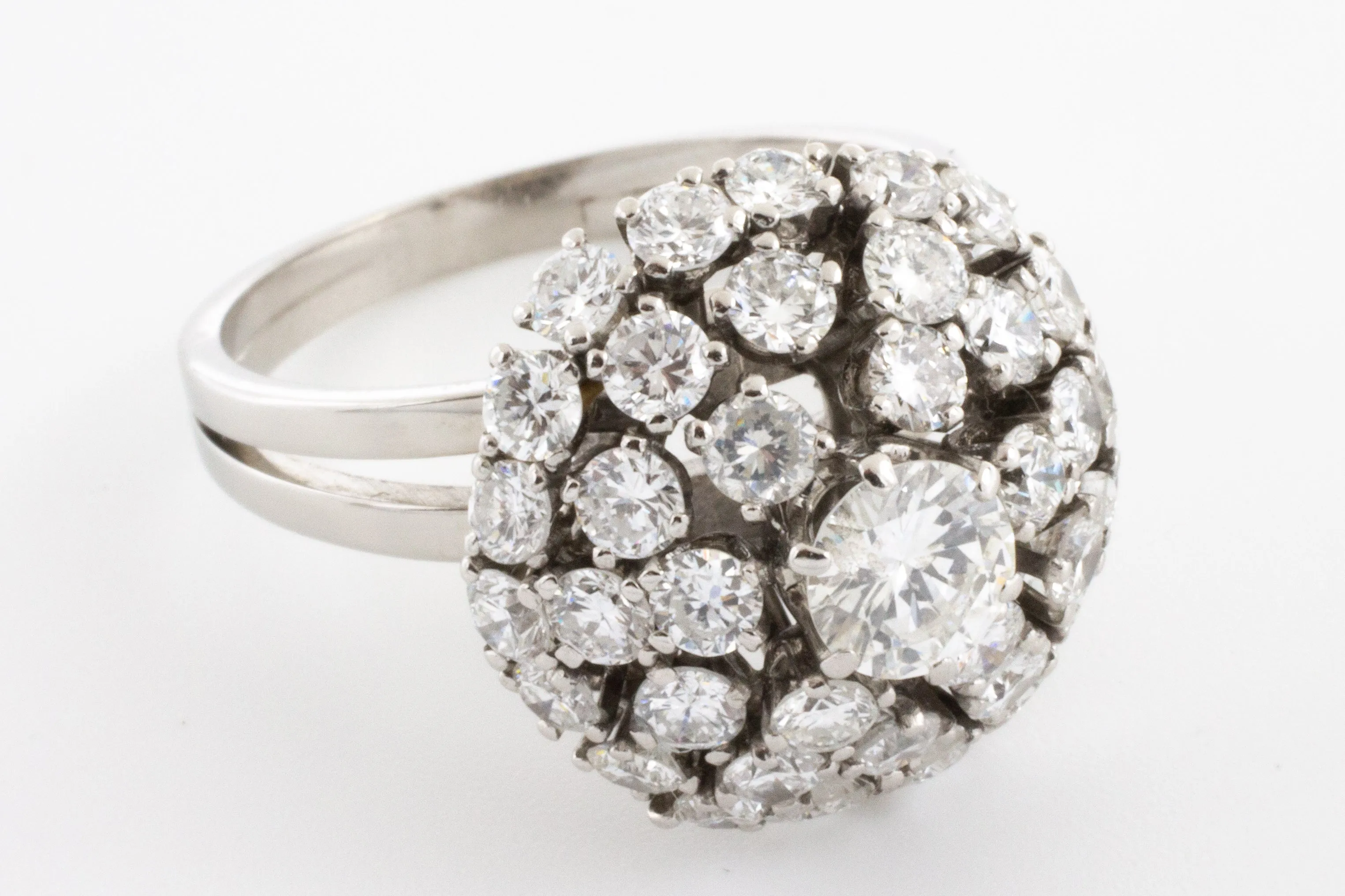 Vintage diamond dome cluster ring in white gold