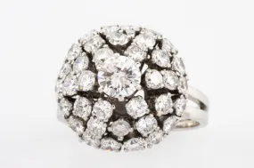 Vintage diamond dome cluster ring in white gold