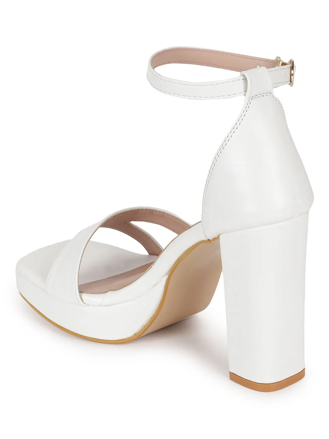 White PU High Block Heel Sandals (TC-SLC-N1103-WHT)