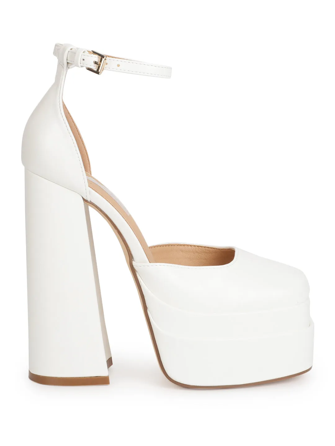 White PU Strappy Block Sandals (TC-GOWN1-WHT)