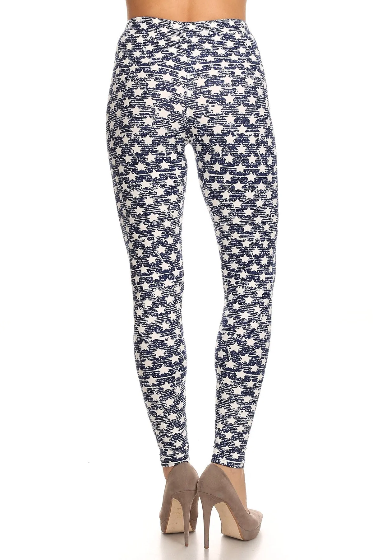 Women's 3 X 5X White Little Stars Faded Pattern Printed Leggings